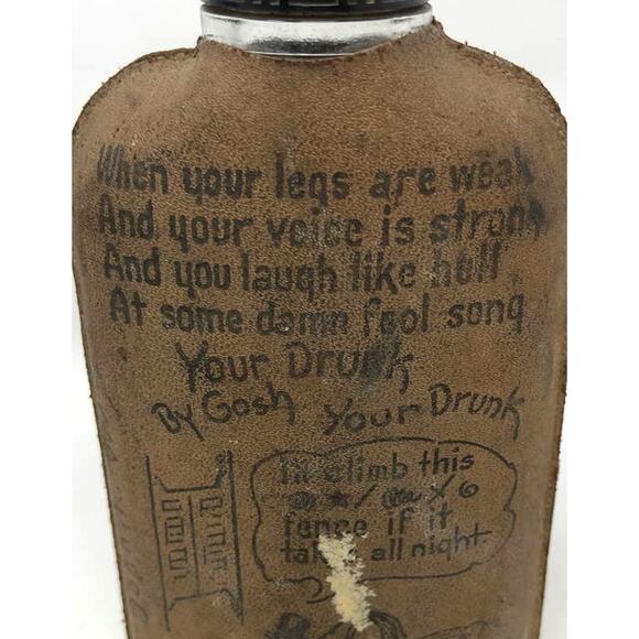 Vintage LEATHER Wrapped Novelty Liquor BOOZE HOOCH Bottle - Picture 2 of 11